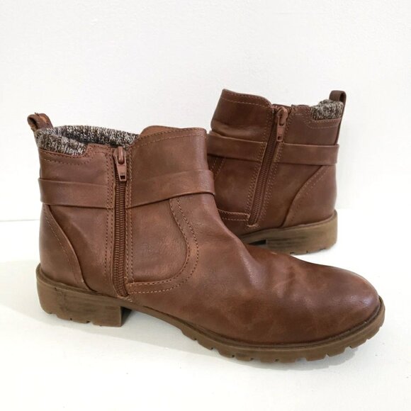 Wonder Nation Brown Sweater Knit Ankle Boots Girls Sz 6 - Picture 5 of 7